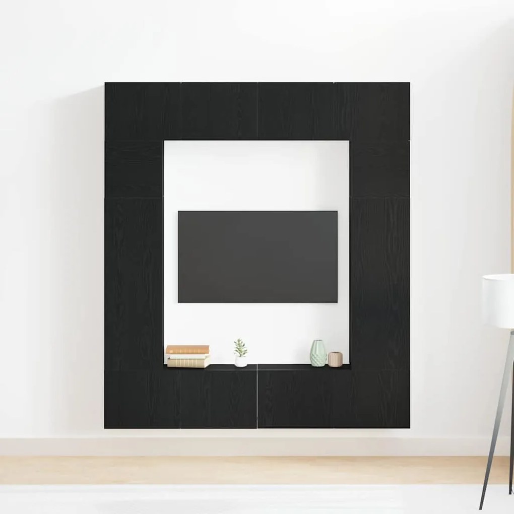 vidaXL Ντουλάπι TV 8 pcs Μαύρο 80 x 30 x 30 εκ Επεξεργασμένο ξύλο