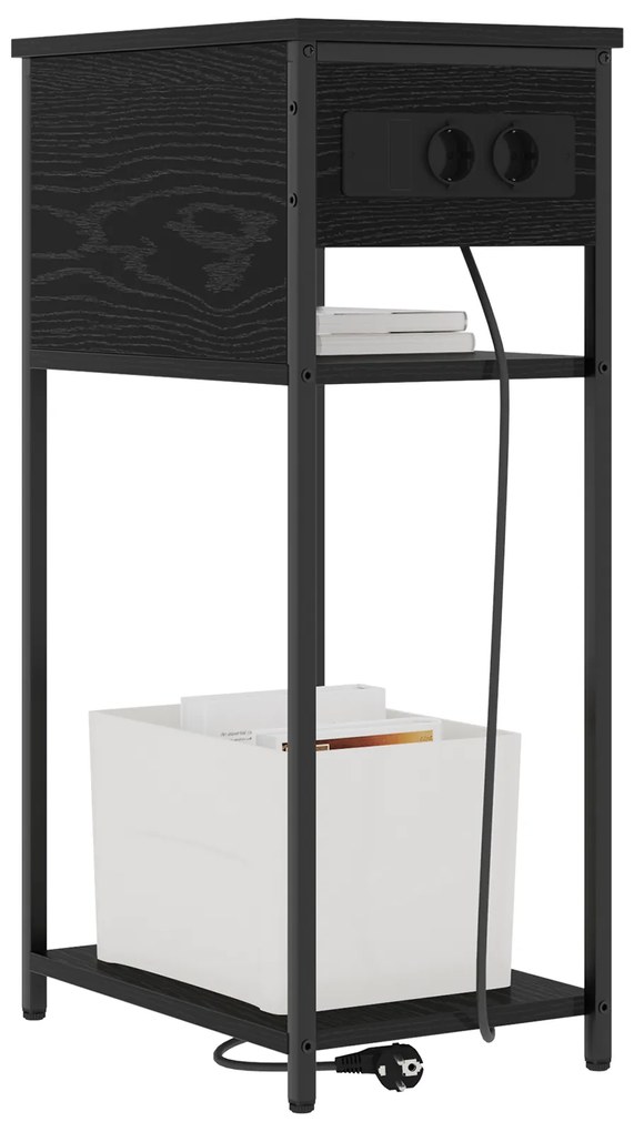 vidaXL Κομοδίνο Μαύρη δρυς 28.1 x 40.9 x 75 εκ. Επεξεργασμένο ξύλο