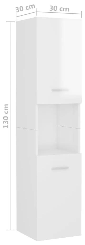 Στήλη Μπάνιου Γυαλιστερό Λευκό 30 x 30 x 130 εκ. Μοριοσανίδα - Λευκό