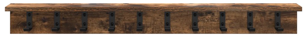 vidaXL Τοίχου Κρεμάστρα με ράφι Καπνιστή δρυς 100 x 10.5 x 10.5 εκ