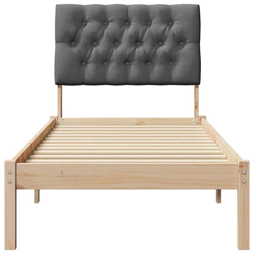 vidaXL Σκελετός Κρεβατιού με Επενδεδυμένο Κεφαλάρι Καφέ 75 x 190 cm