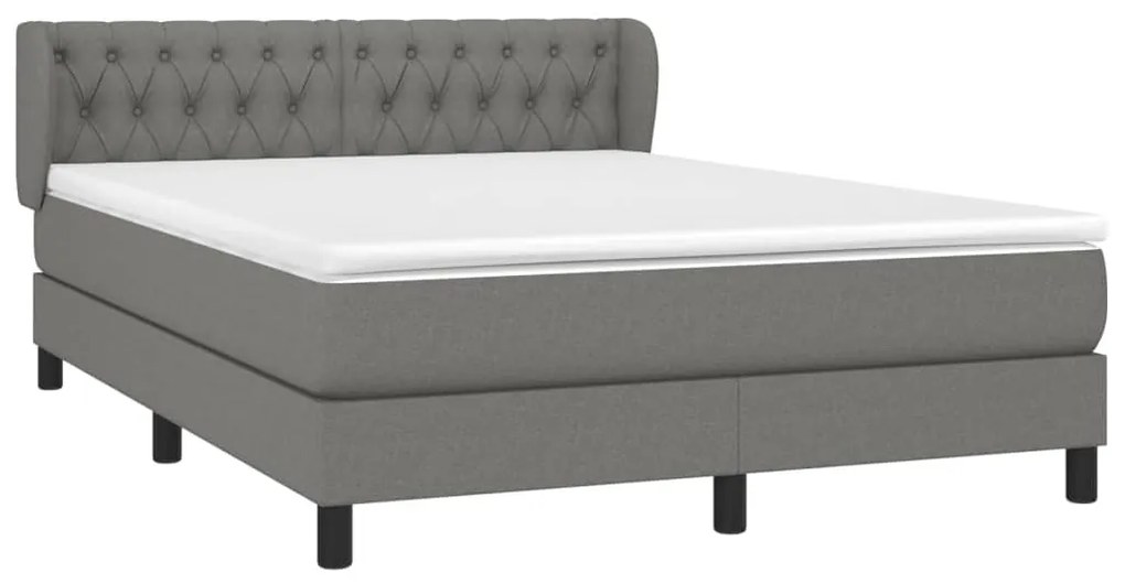 vidaXL Κρεβάτι Boxspring με Στρώμα Σκούρο Γκρι 140x200 εκ Υφασμάτινο