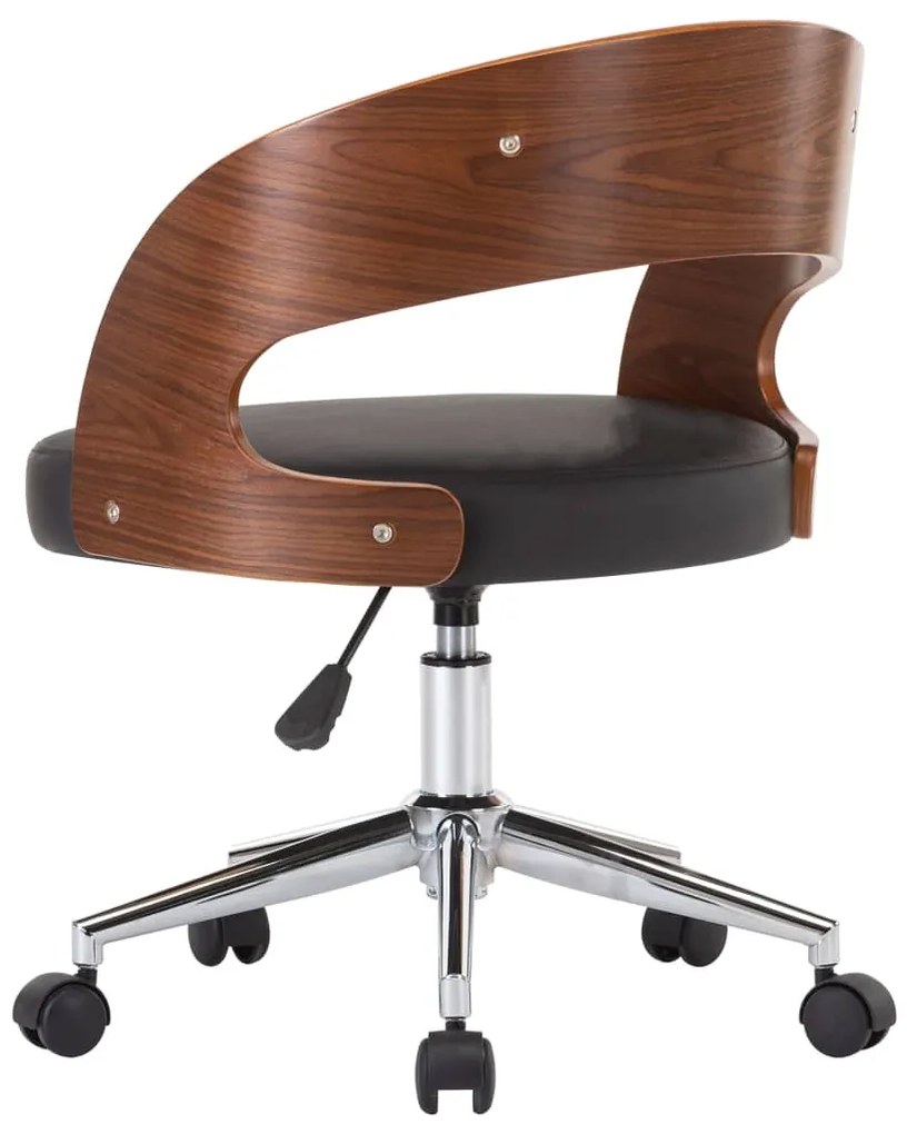 vidaXL Καρέκλες Τραπ. Περιστρ. 4 τεμ. Μαύρες Λυγ. Ξύλο/Συνθ. Δέρμα