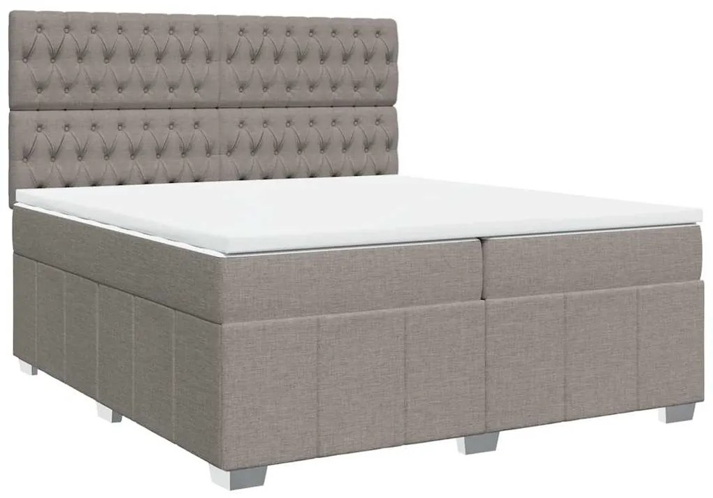 vidaXL Κρεβάτι Boxspring με Στρώμα Taupe 200x200 εκ. Υφασμάτινο