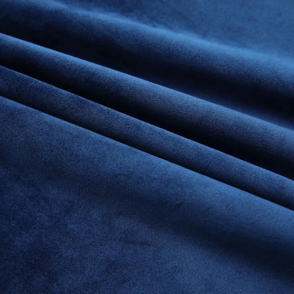 Κουρτίνα Συσκότισης με Γάντζους Σκούρο Μπλε 290x245 εκ. Βελούδο - Μπλε