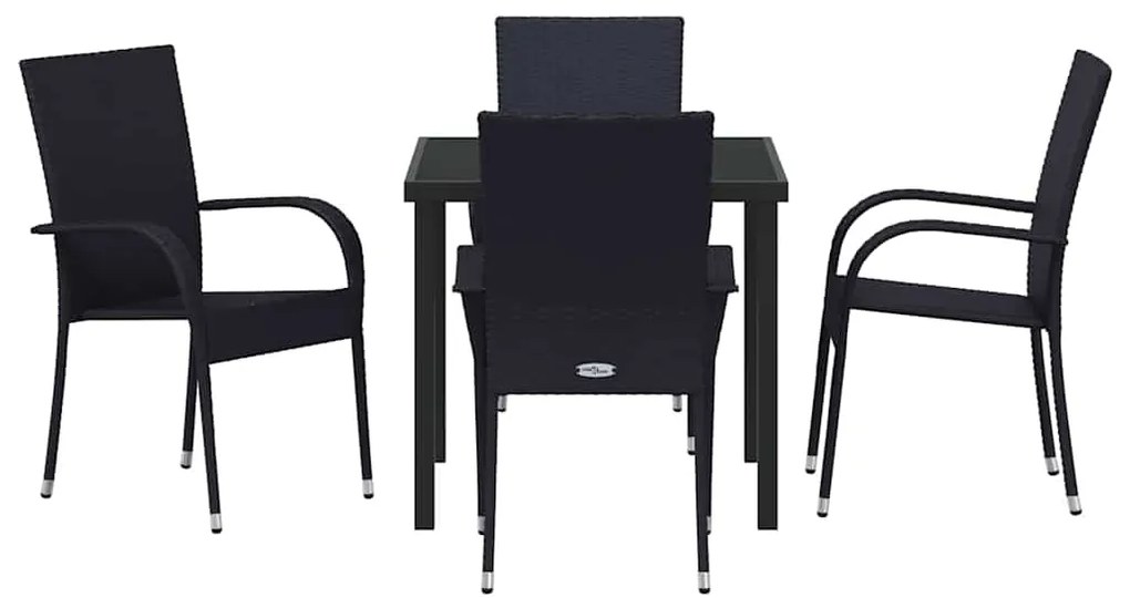 vidaXL Σέτ φαγητού για κήπο 5 pcs Μαύρο Χάλυβας με επίστρωση πούδρας