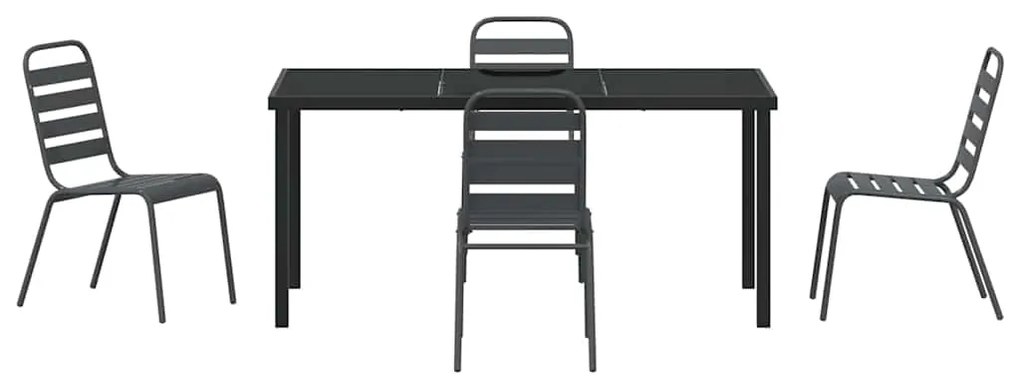 vidaXL Σέτ φαγητού για κήπο 5 pcs Ανθρακί Χάλυβας με επίστρωση πούδρας