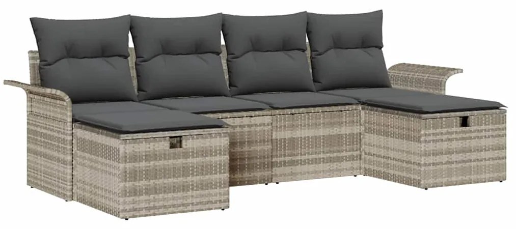 vidaXL Σετ Καναπέ Κήπου 6 pcs Ανοιχτό γκρι 251 x 117 x 85 εκ.