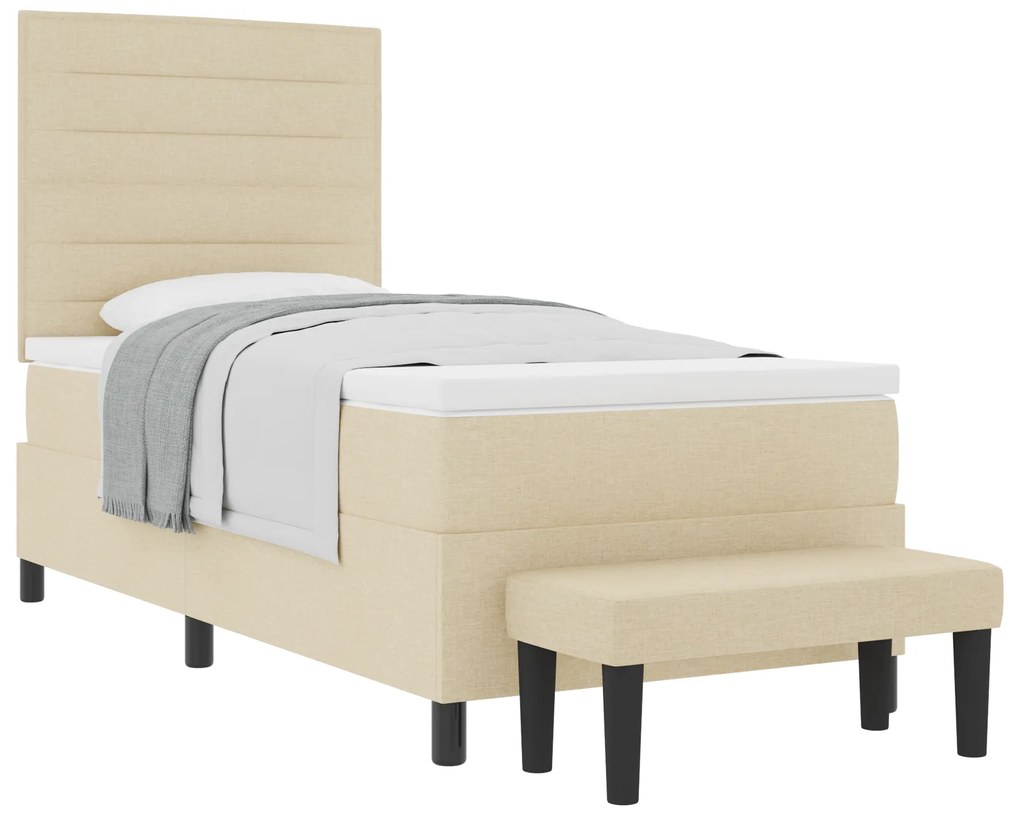 vidaXL Κρεβάτι με ελατήρια με στρώμα Κρεμ 100 x 200 cm ύφασμα