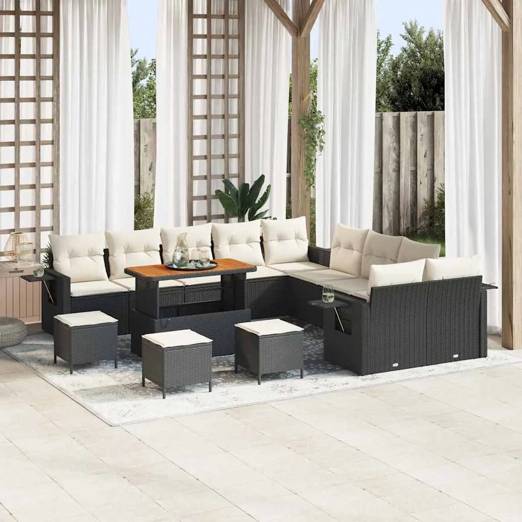 vidaXL Σετ Καναπέ Κήπου 14 pcs Μαύρο συνθετικό ρατάν