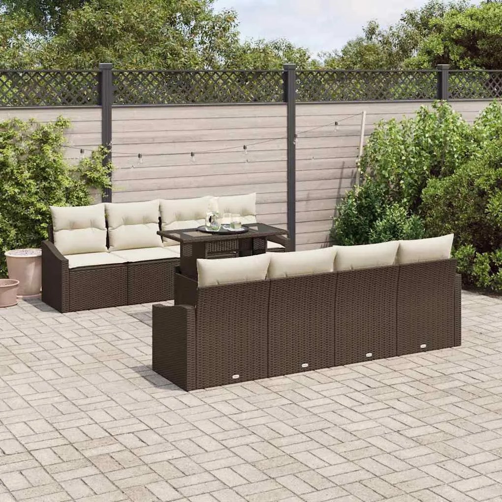 vidaXL Σετ Καναπέ Κήπου 7 pcs Καφέ και κρεμ 100 x 55 x 73 εκ