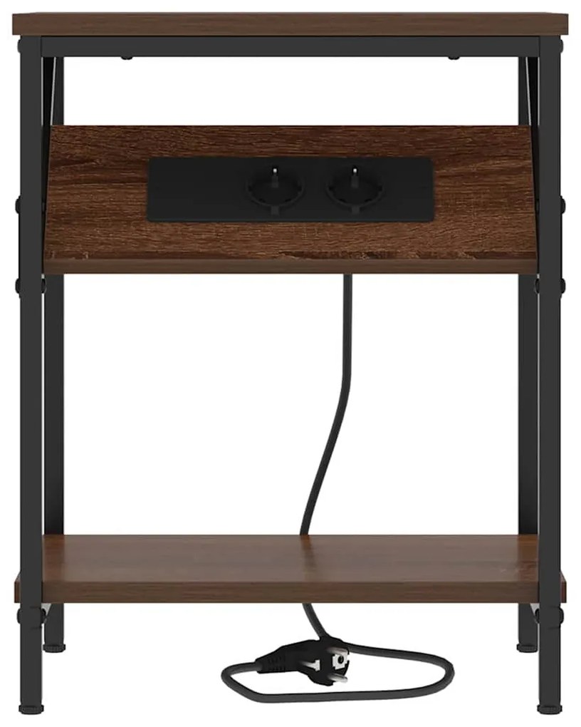 vidaXL Κομοδίνο 2 pcs Καφέ δρυς 38 x 30 x 48 εκ. Επεξεργασμένο ξύλο