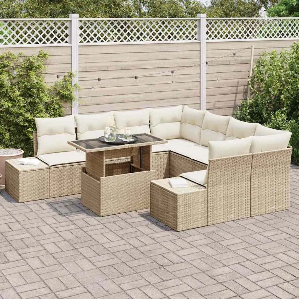 vidaXL Σετ Καναπέ Κήπου 9 pcs μπεζ και κρεμ 100 x 55 x 73 εκ