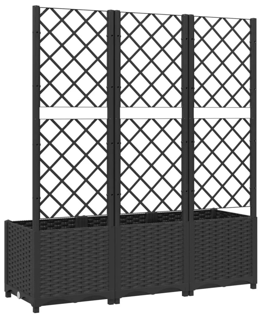 Ζαρντινιέρα Κήπου με Καφασωτό Μαύρο 120 x 40 x 136 εκ. από PP - Μαύρο