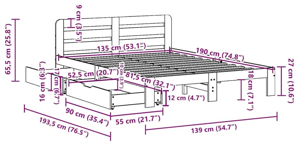 ΣΚΕΛΕΤΟΣ ΚΡΕΒ. ΧΩΡΙΣ ΣΤΡΩΜΑ ΛΕΥΚΟ 135X190 ΕΚ ΜΑΣΙΦ ΠΕΥΚΟ 3309870