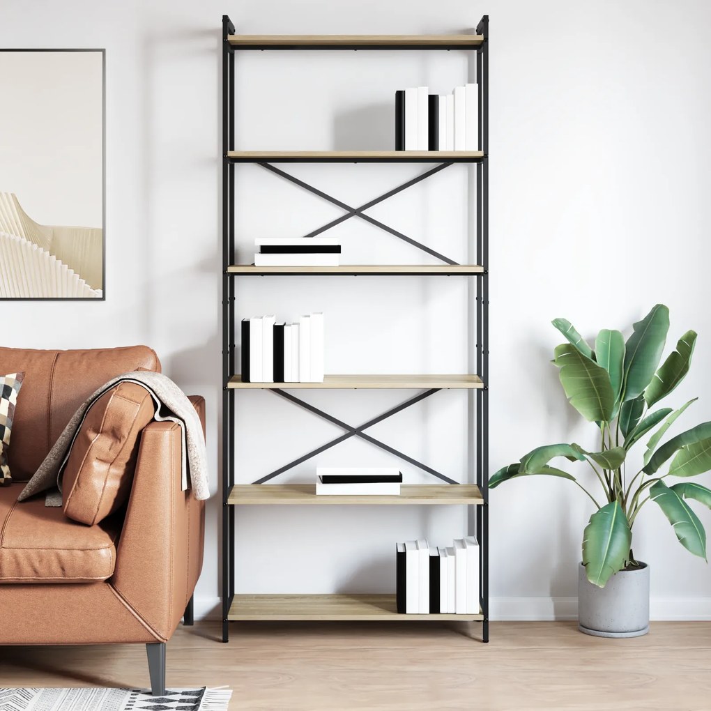 vidaXL Βιβλιοθήκη Sonoma Δρυς 80 x 30 x 188 εκ Επεξεργασμένο ξύλο