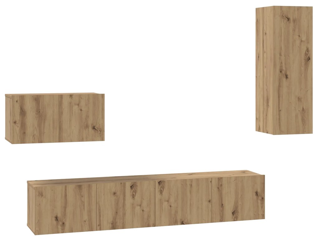 vidaXL Τηλεοπτική Κάβα Τοίχου Επιτοίχιο 4 pcs artisan δρυς