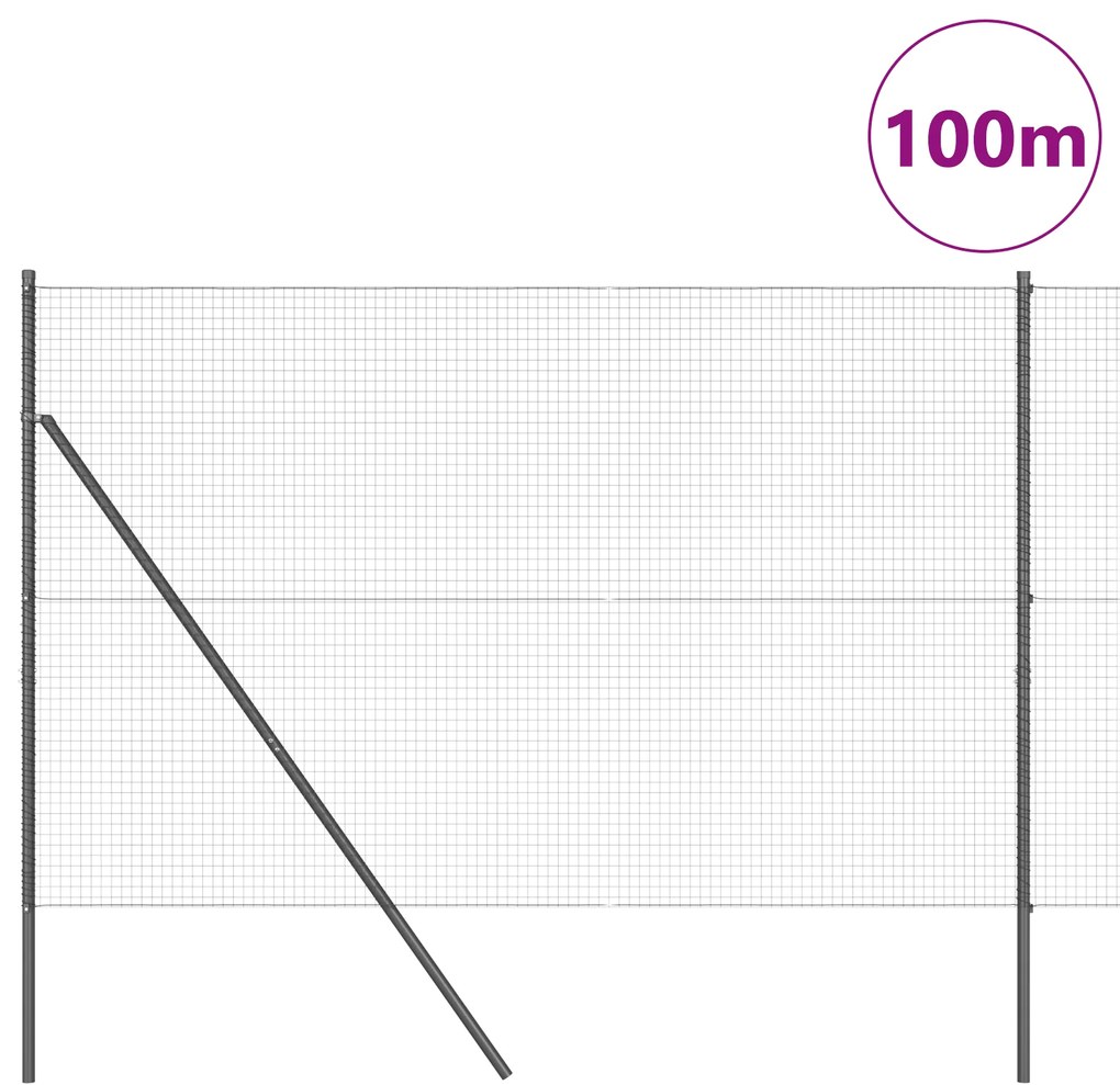 vidaXL Συρματόπλεγμα Φράχτη με 7 Στήλες Γκρι 1.4x50 μ Χάλυβα