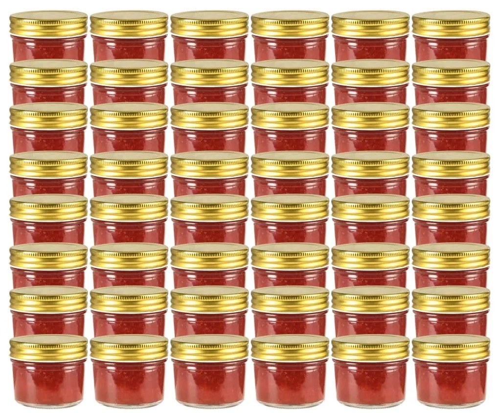 vidaXL Βάζα Μαρμελάδας 48 τεμ. 110 ml Γυάλινα με Χρυσά Καπάκια