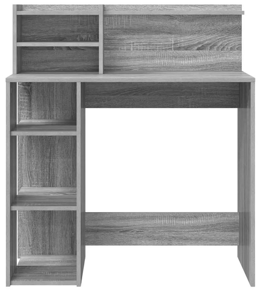 vidaXL Γραφείο με Αποθήκευση με ράφι Γκρι sonoma 90 x 48 x 101.5 εκ.