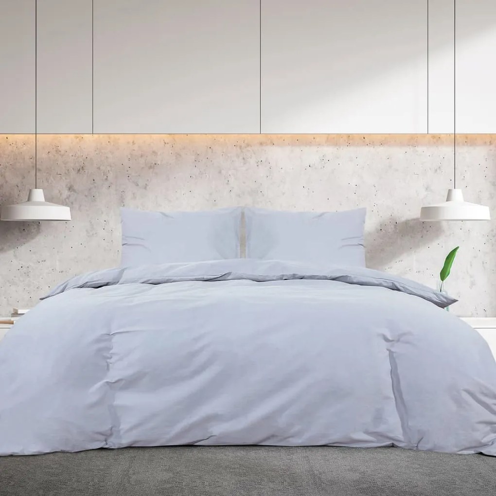 vidaXL Σετ Παπλωματοθήκη  Γκρι 155x220 cm Βαμβακερό