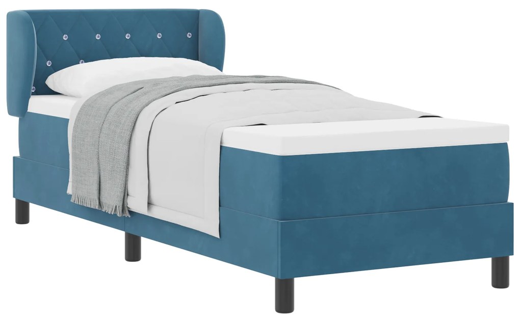vidaXL Κρεβάτι Box Spring με Ματράζ Χαλίκι 80x200 εκ Βελούδο Σκούρο Μπλε