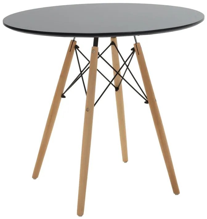Σετ Τραπεζαρίας Julita - Parker 5 τεμ Mdf Μαύρο - Φυσικό Φ80x73cm. 80x80x73 εκ.