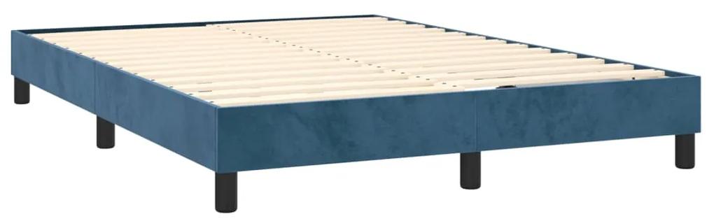 vidaXL Κρεβάτι Boxspring με Στρώμα Σκούρο Μπλε 140x190 εκ. Βελούδινο