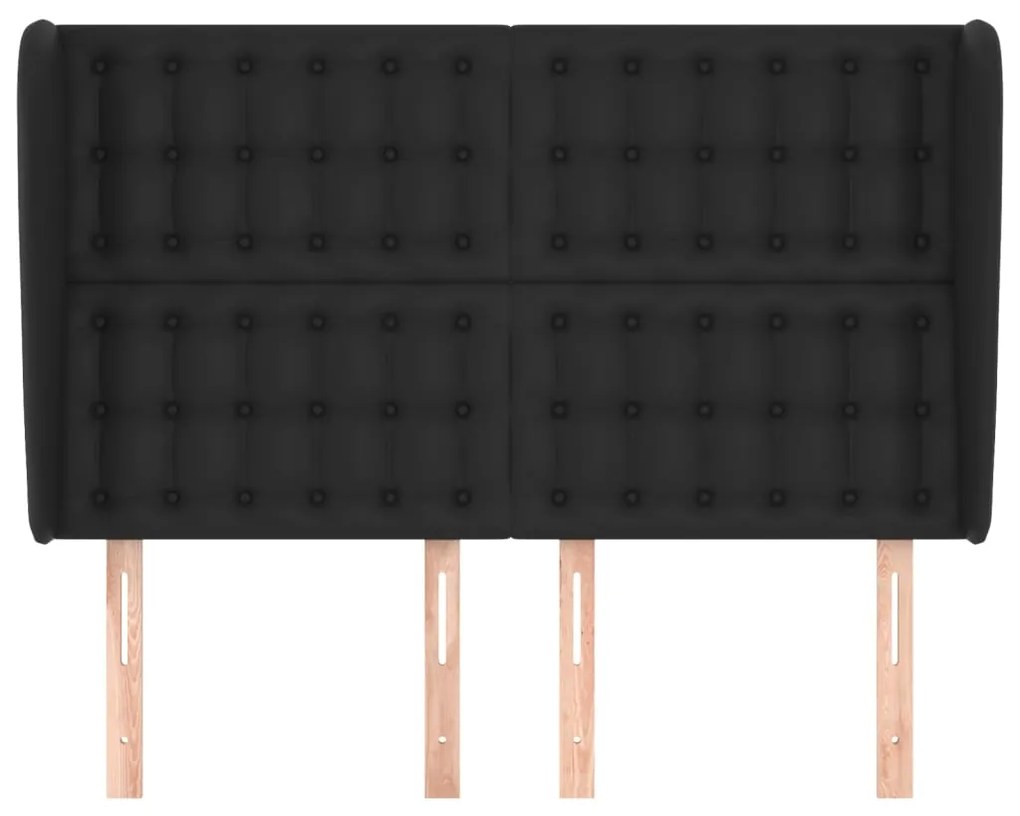 Κεφαλάρι με Πτερύγια Μαύρο 147x23x118/128 εκ. Συνθ. Δέρμα 3118046