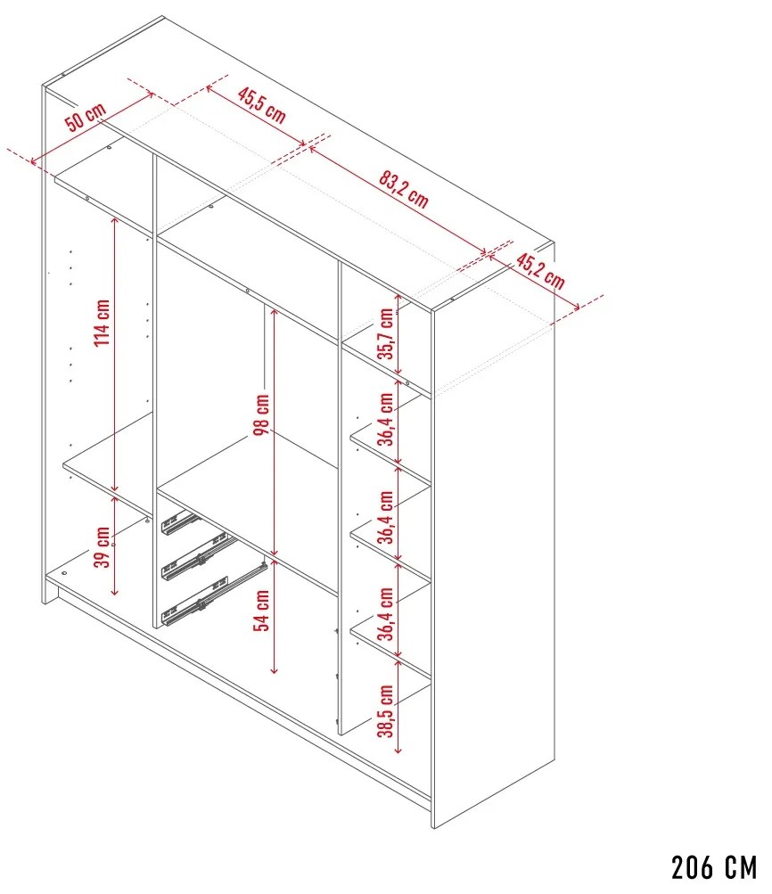 Ντουλάπα 4 You τετράφυλλη-Λευκό-180 x 57 x 206 εκ.