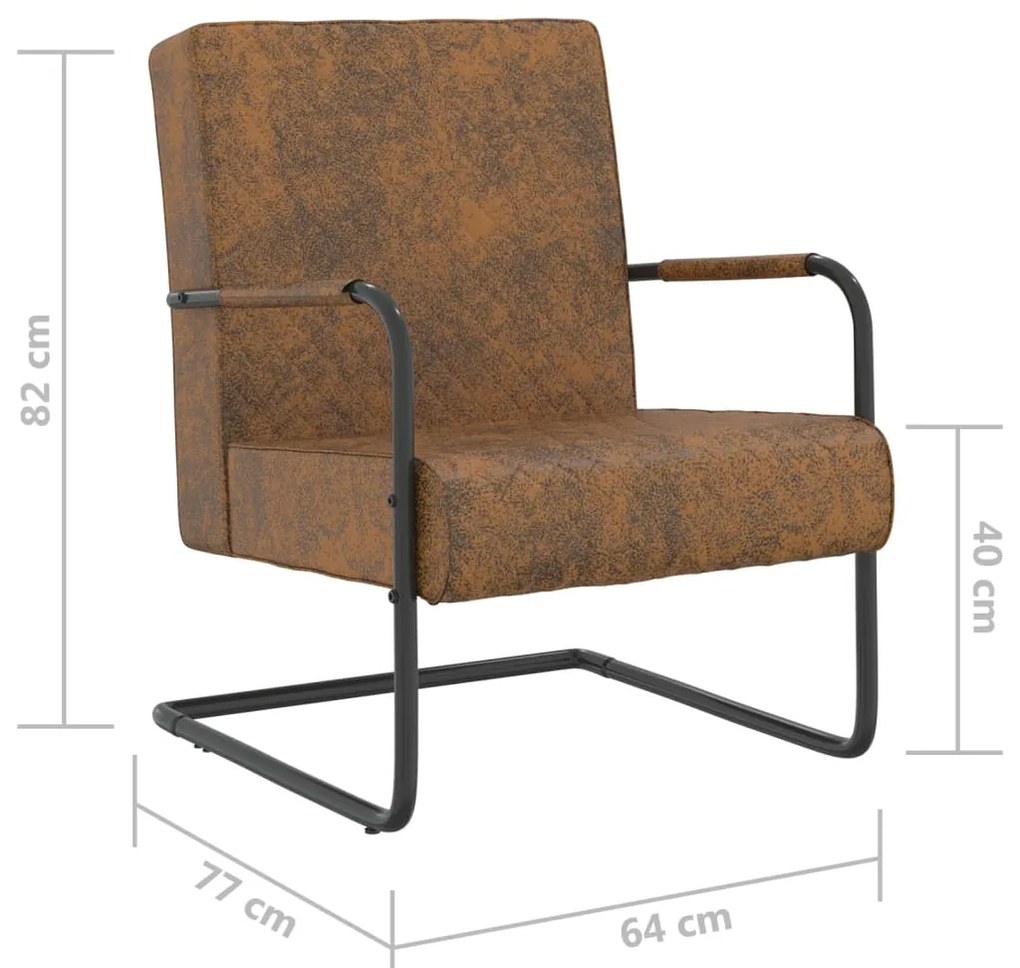 325734  CANTILEVER CHAIR BROWN FABRIC 325734