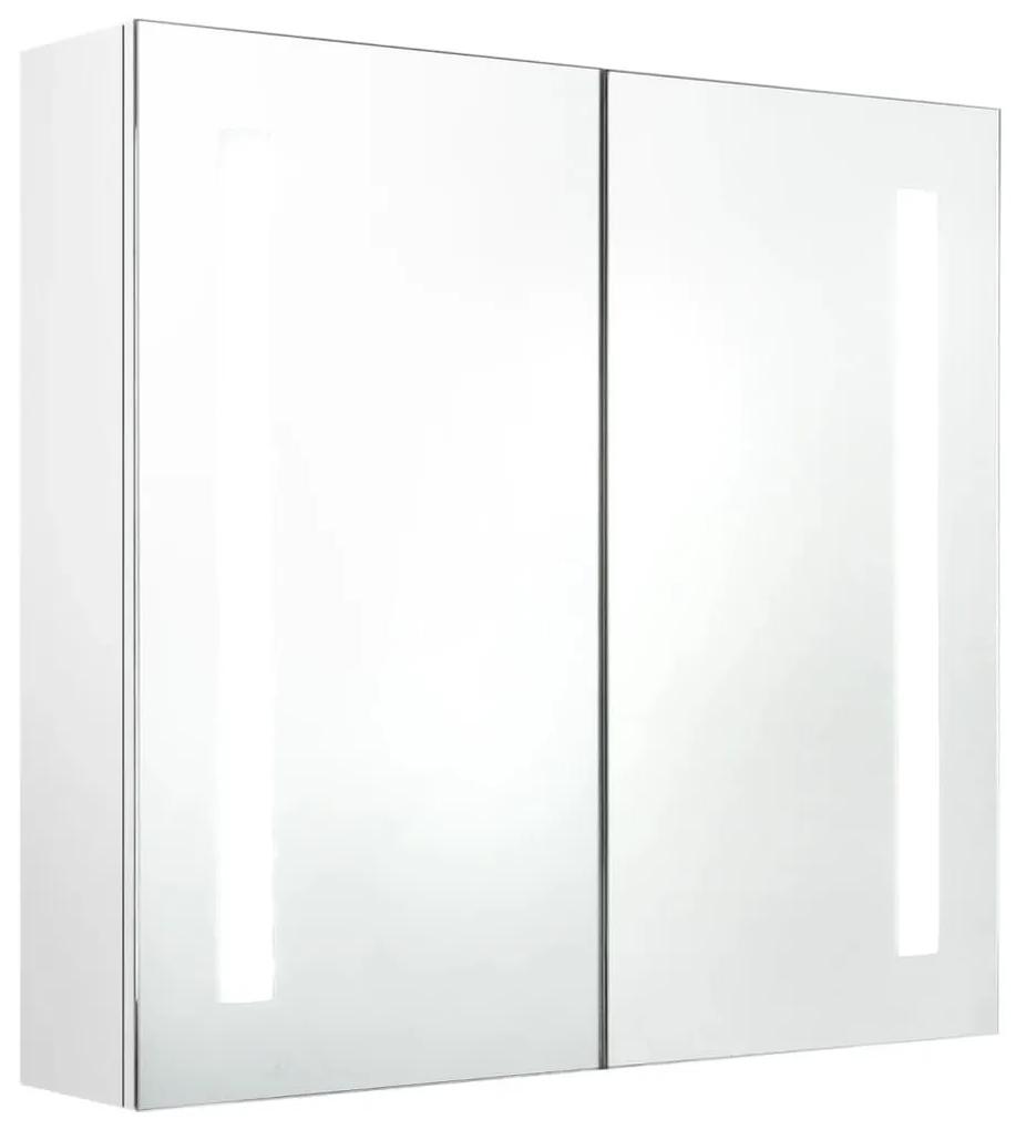 Καθρέφτης Μπάνιου με Ντουλάπι &amp; LED Λαμπερό Λευκό 62x14x60 εκ. - Λευκό