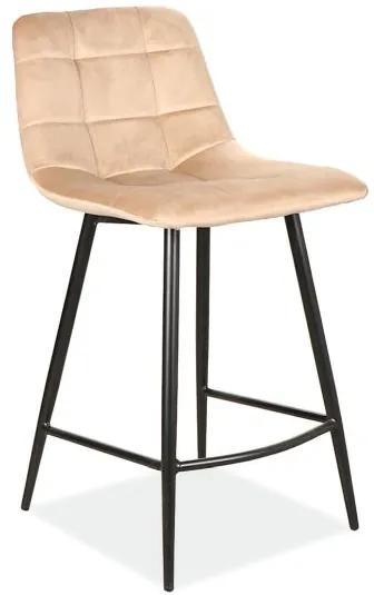 80-2572 Καρέκλα μπαρ με επένδυση ύφασμια MIla-H 43x40x87 μαύρο/μπεζ βελούδο DIOMMI MILAH2VCBE, 1 Τεμάχιο