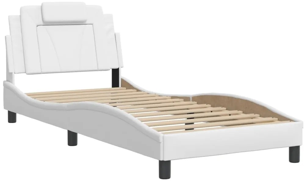 vidaXL Σκελετός Κρεβατιού Viana Χωρίς Στρώμα Λευκό90x190εκ. από ΣυνθετικόΔέρμα