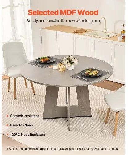 VEVOR 47 in Round Dining Table Wood Kitchen Table for 2-4 Person (Only Table)