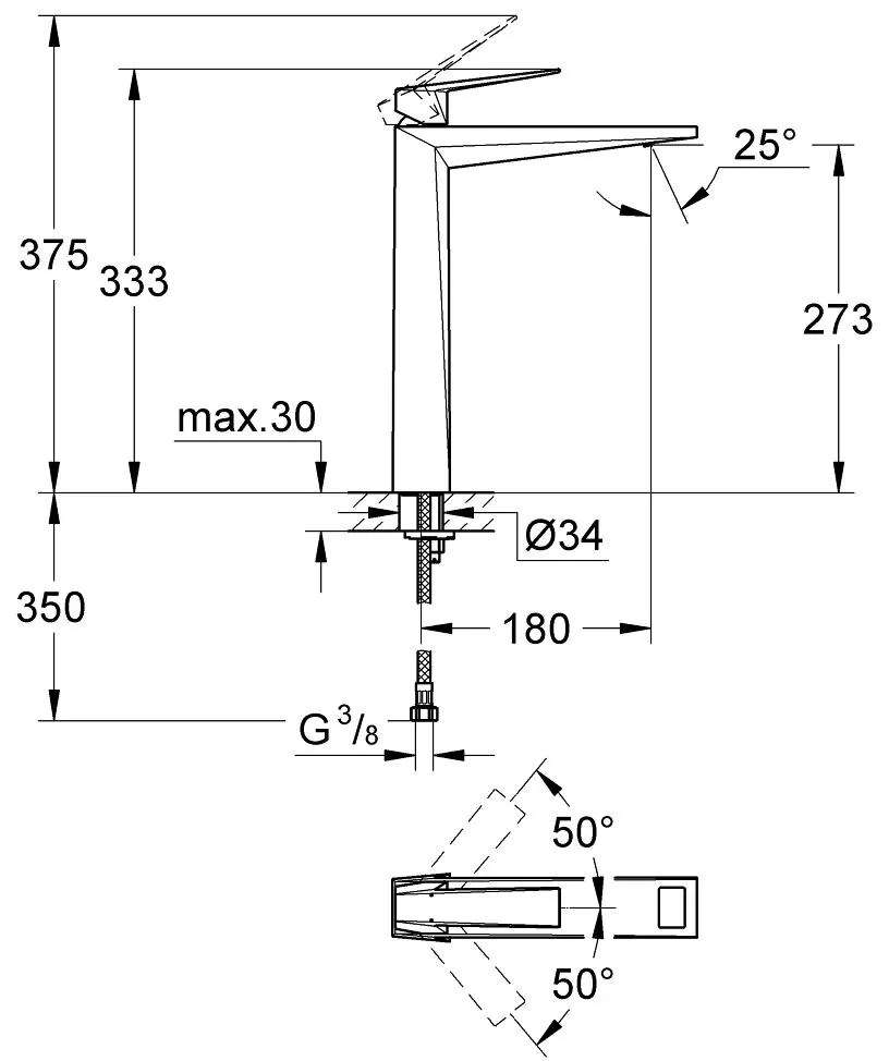 Μπαταρία νιπτήρος επιτραπέζια Grohe Allure Brilliant