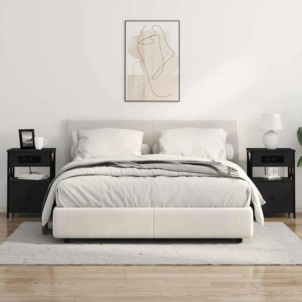 vidaXL Κομοδίνο Μαύρη δρυς 40 x 31 x 60 εκ. Επεξεργασμένο ξύλο