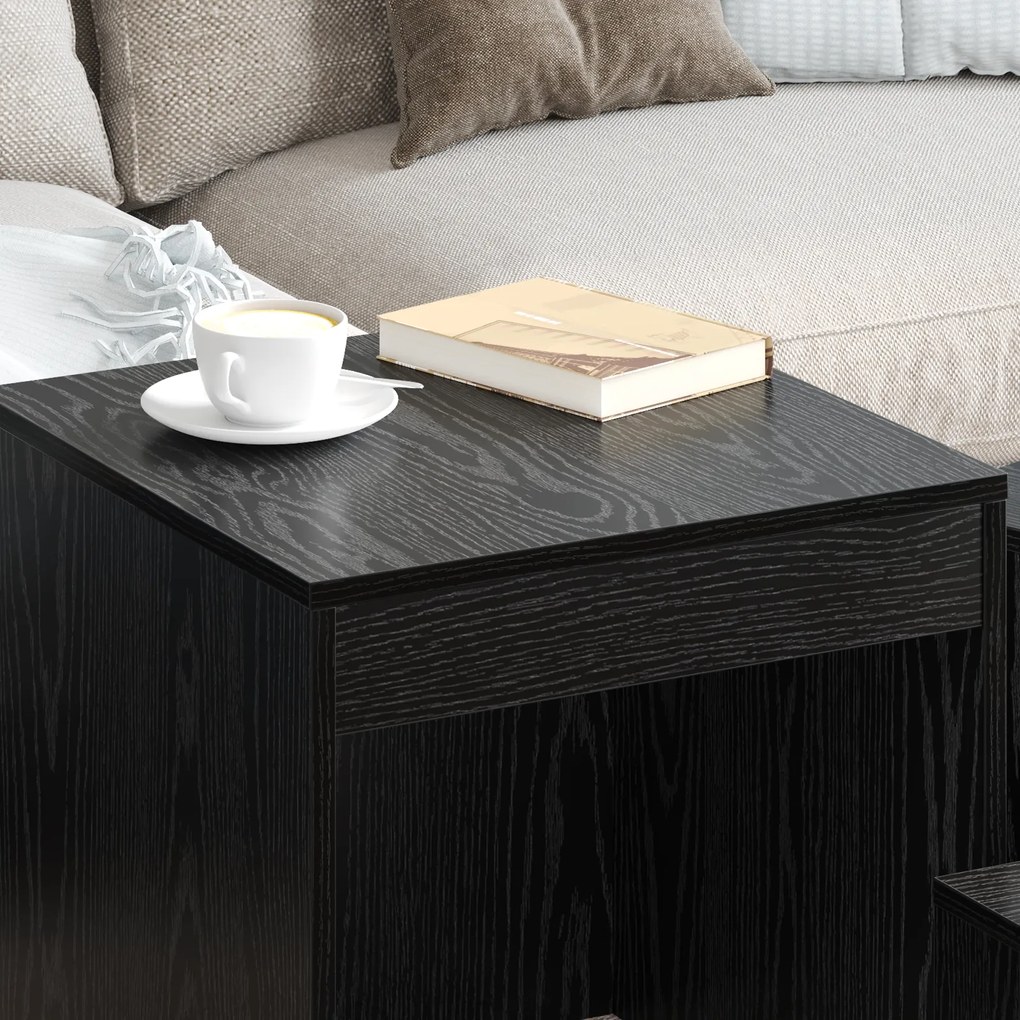 vidaXL Τραπεζάκια Σαλονιού 3 pcs Μαύρη δρυς 45 x 45 x 45 cm