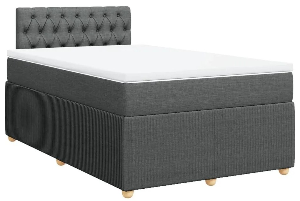 Κρεβάτι Boxspring με Στρώμα Σκούρο Γκρι 120x190 εκ Υφασμάτινο - Γκρι