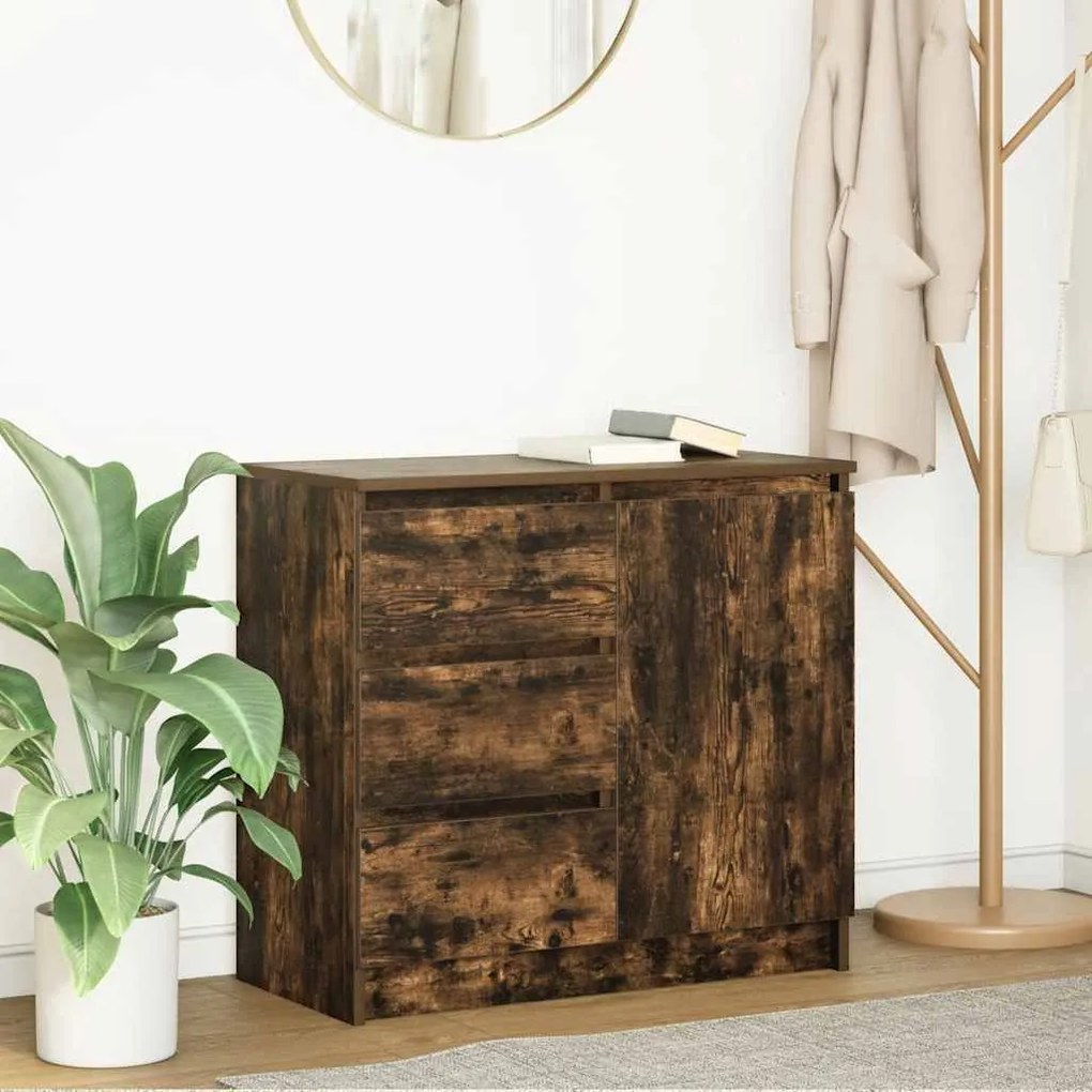 Συρταριέρα με Συρτάρια Καπνιστή Δρυς 71x35x65 εκ. Επεξ. Ξύλο - Καφέ