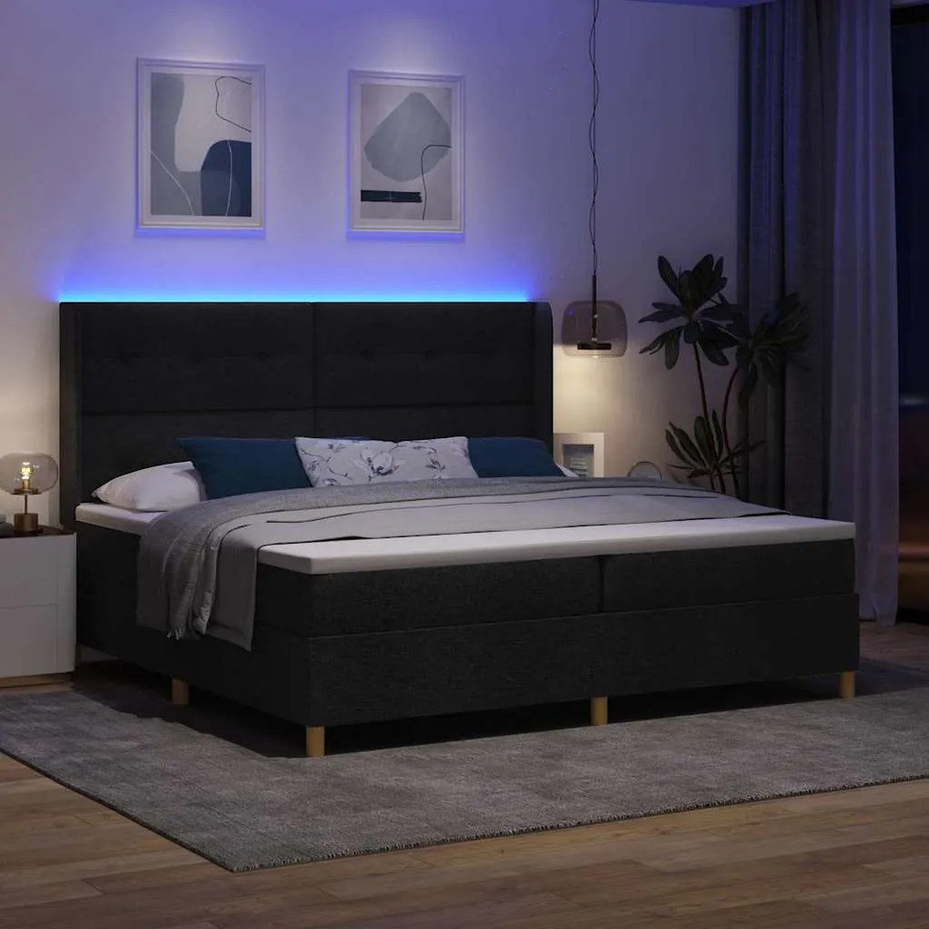 vidaXL Κρεβάτι με ελατήρια με στρώμα Μαύρο 200 x 200 cm ύφασμα
