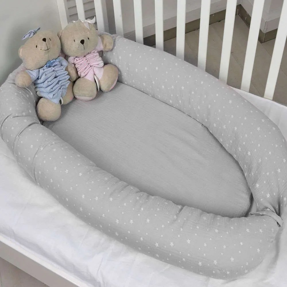 Φωλιά Βρεφική Διπλής Όψης Σχ. 370 Muslin Grey Baby Oliver 55x95cm