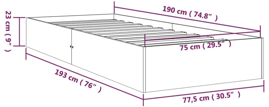 ΠΛΑΙΣΙΟ ΚΡΕΒΑΤΙΟΥ ΜΑΥΡΟ 75X190 ΕΚ. ΜΑΣΙΦ ΞΥΛΟ 2FT6 SMALL SINGLE 820066