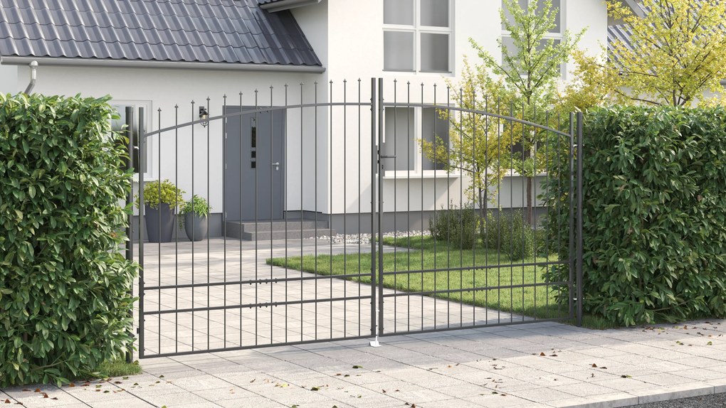 vidaXL Πύλη Κήπου με κλειδαριά Γκρι 200 x 400 cm Ατσάλι