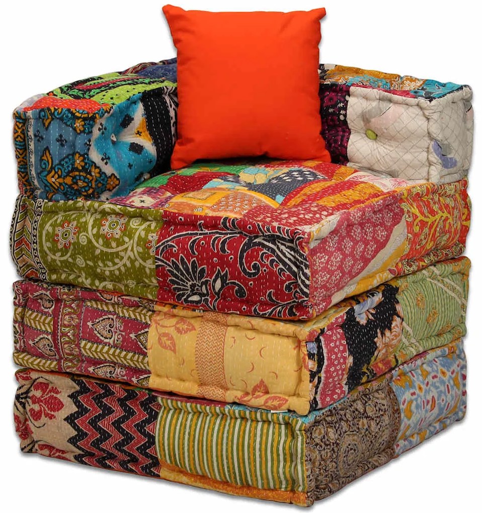 vidaXL Κάθισμα - Πουφ Τετραθέσιο Αρθρωτό Patchwork Υφασμάτινο