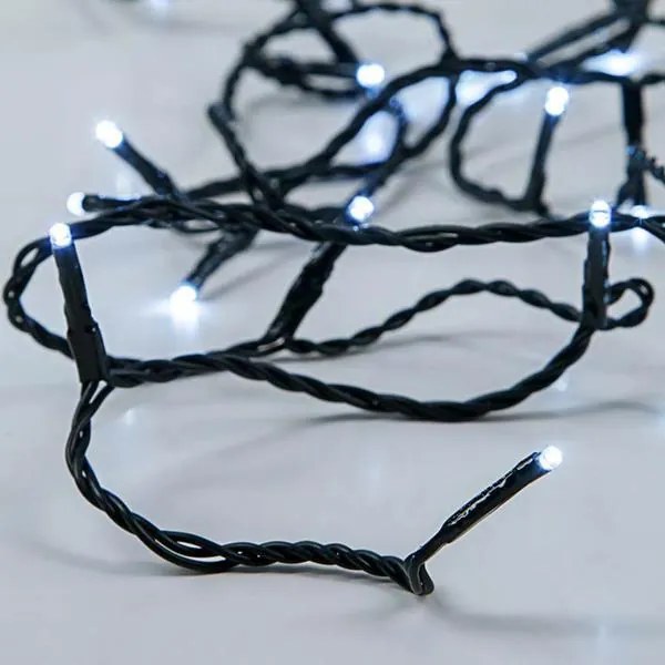 Eurolamp Σειρά 50 LED Ψυχρό Λευκό 4.9m Πράσινο Καλώδιο Μπαταρίας 600-11206