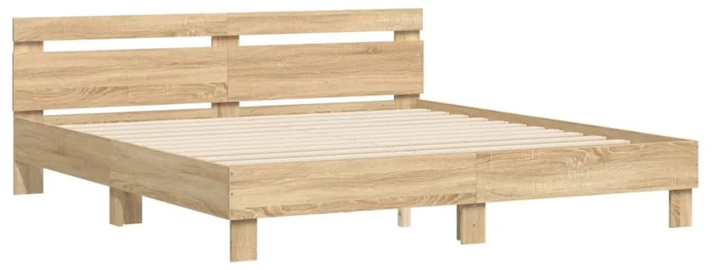 vidaXL Πλαίσιο Κρεβατιού με Κεφαλάρι Sonoma Δρυς 200x200εκ. Επεξ. Ξύλο