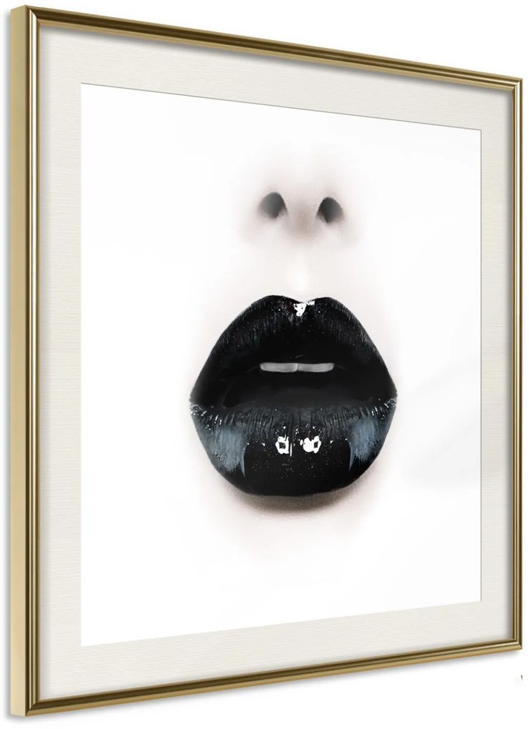 Αφίσα - Black Lipstick (Square) - 30x30 - Χρυσό - Με πασπαρτού