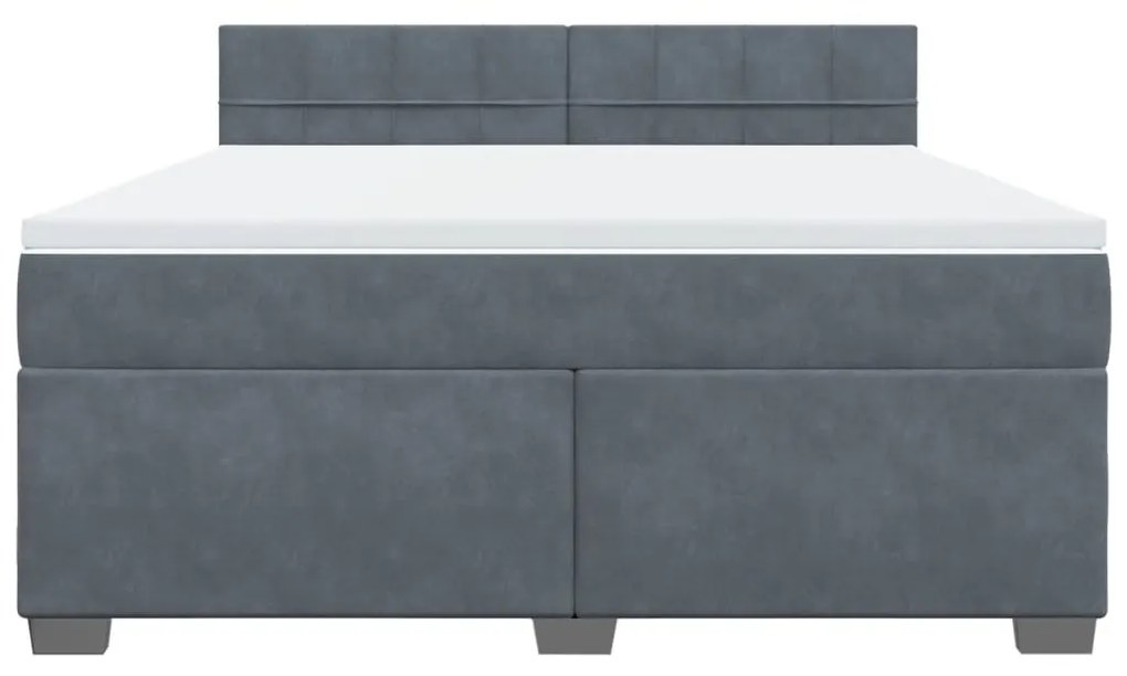 vidaXL Κρεβάτι Boxspring με Στρώμα Σκούρο Γκρι 180x200 εκ. Βελούδινο