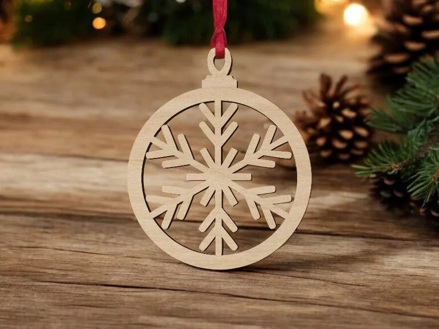 Intra απο ξύλο plywood 3mm-4mm πάχος – Μπιχλιμπίδι με θέμα τη νιφάδα χιονιού για διακόσμηση χριστουγεννιάτικου δέντρου 50x60 cm INTRAVECTRY-MY545603